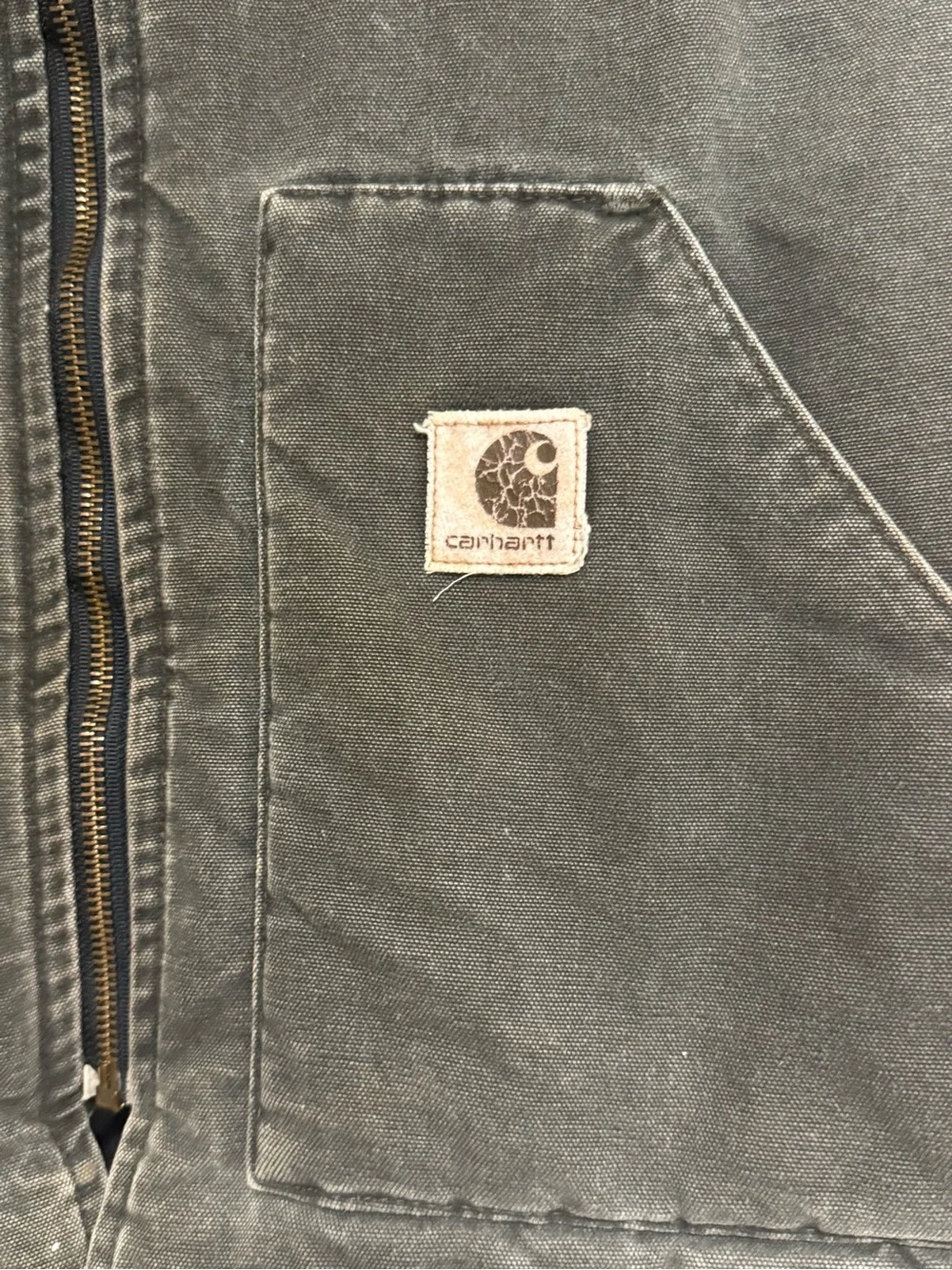 Vintage Carhartt Arctic Vest Quilt Lined V02 Faded Moss Green Vest